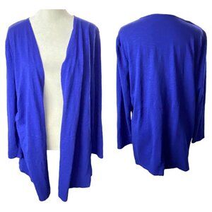CHICO'S Women Ultimate Tee Size 2X Blue Open Front Long Sleeve Casual Work 64-11